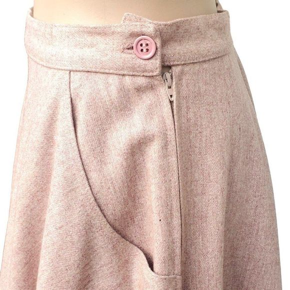 Vintage Pink Skirt Suit 70s Wool Office Wear M 8 10 Junior Belle - Picture 13 of 16